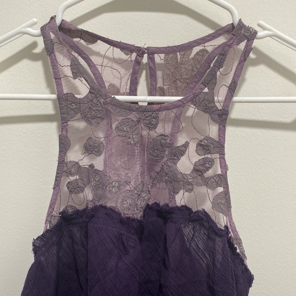 FREE People Purple High Neck Sheer Tunic Boho Flowy Small 🌟 - Picture 2 of 7